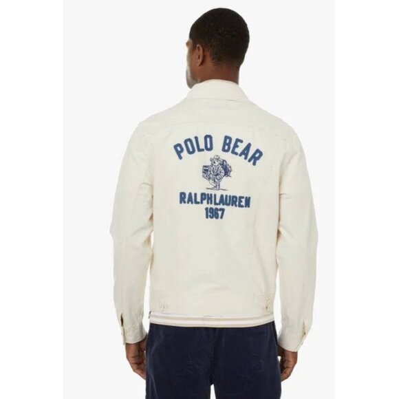 Polo Bear Ralph Lauren Country White Embroidered Street Style Jacket Large